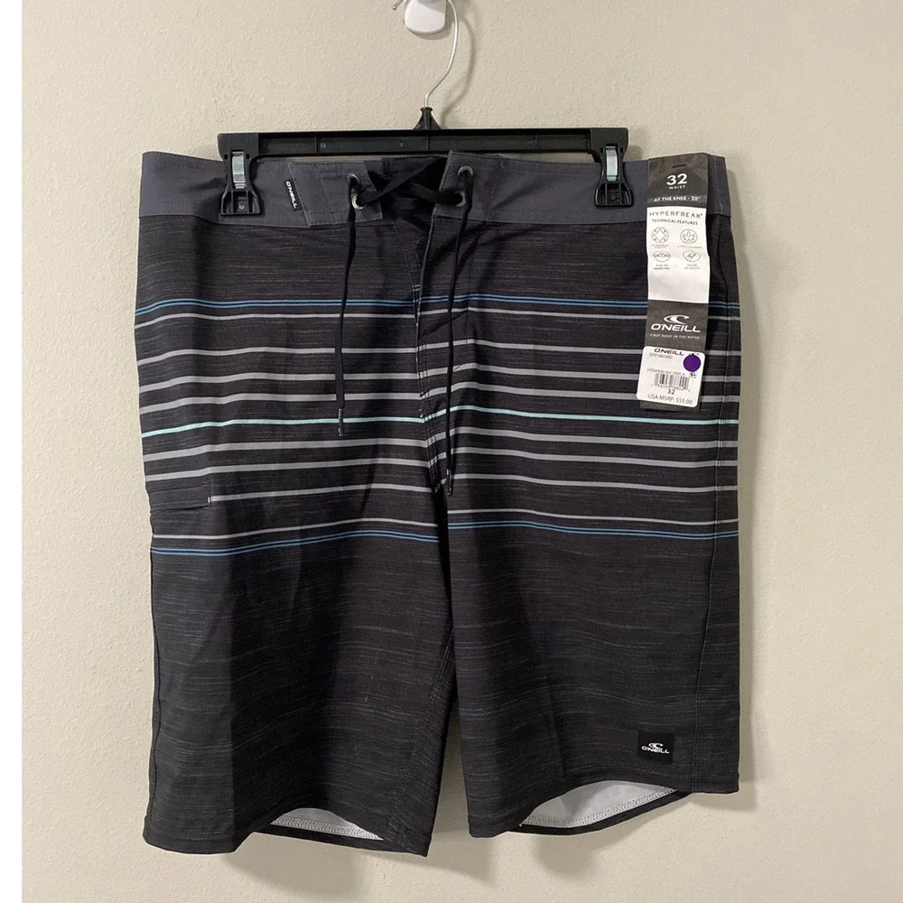 New O'Neill Hyperfreak Men's Boardshorts Swim Trunks At-The-Knee, Size 32
